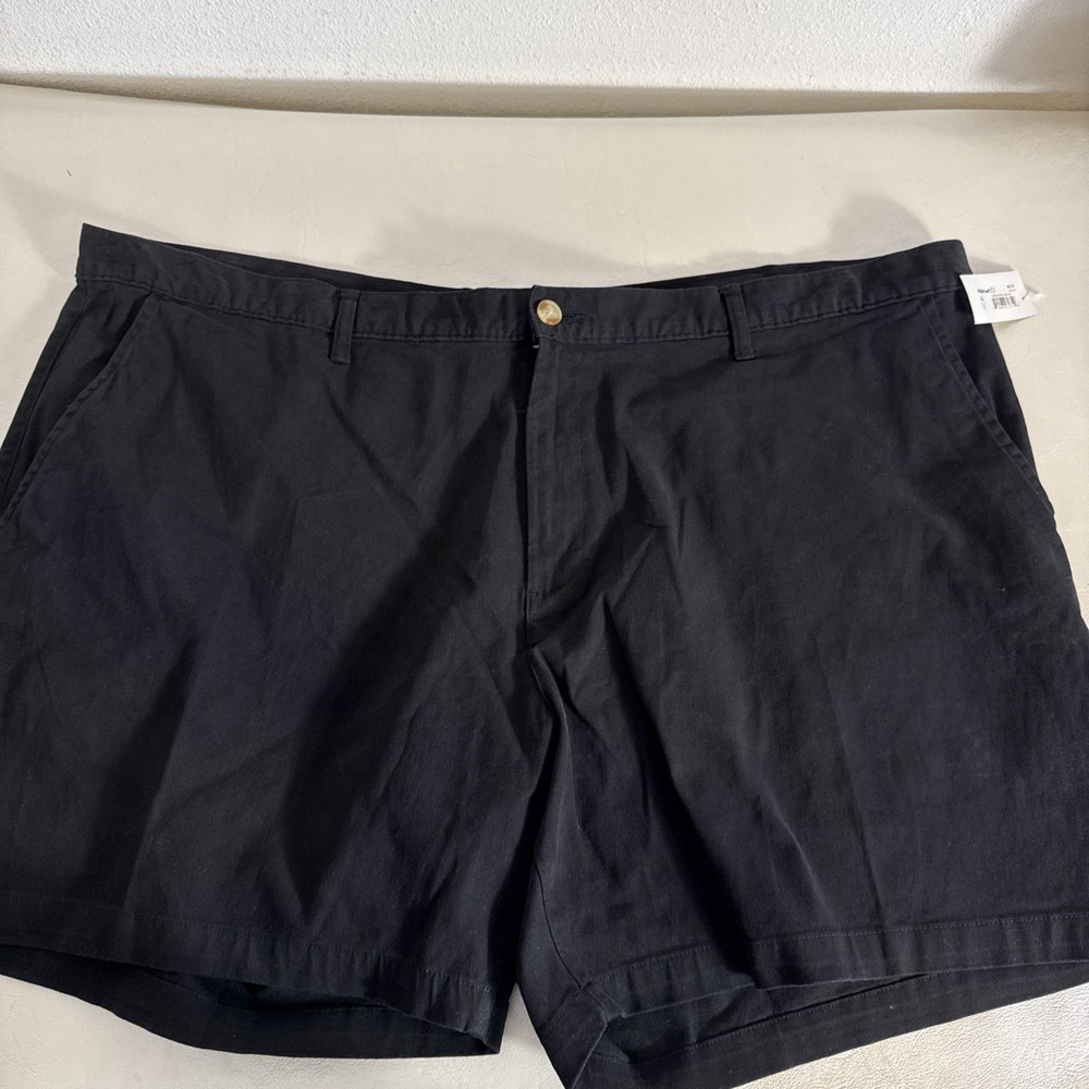 George Mens 50 NEW Black Above the Knee Utility Stretch Chino Shorts 7" Inseam
